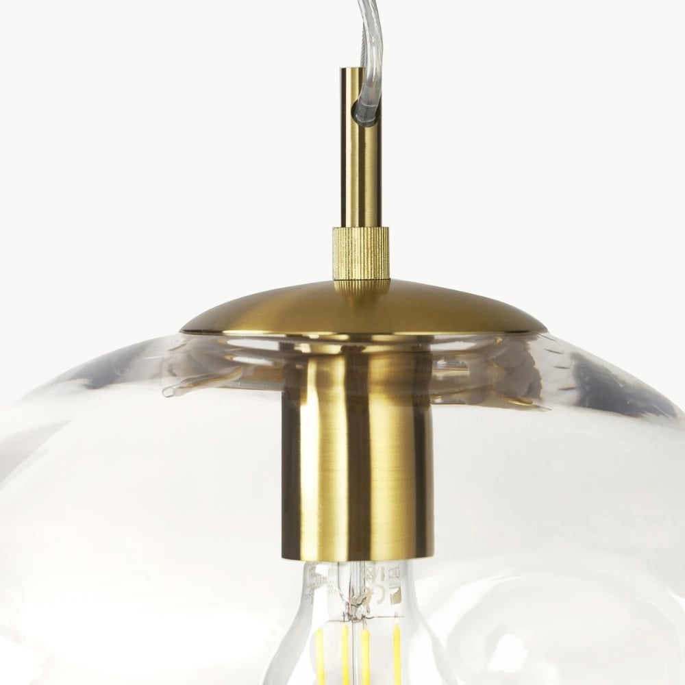 Glissora Soft Curved Glass Pendant Light - Hanging Pendant Glass and Metal for Dining and Kitchen Island T793
