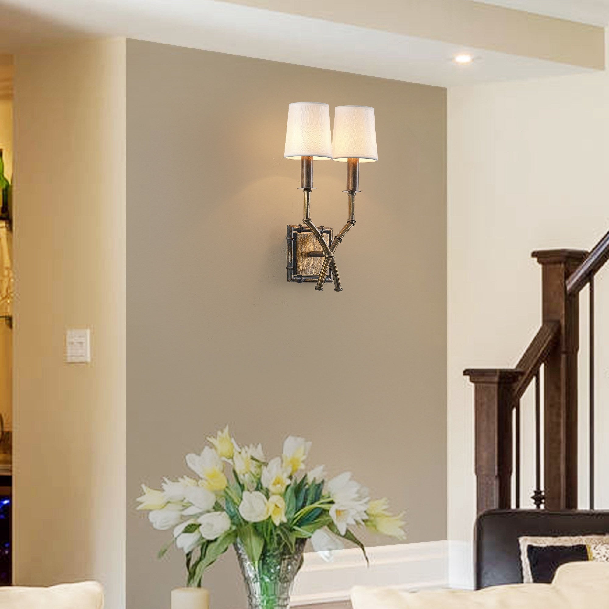 Double Arm Bamboo Sconce T1810