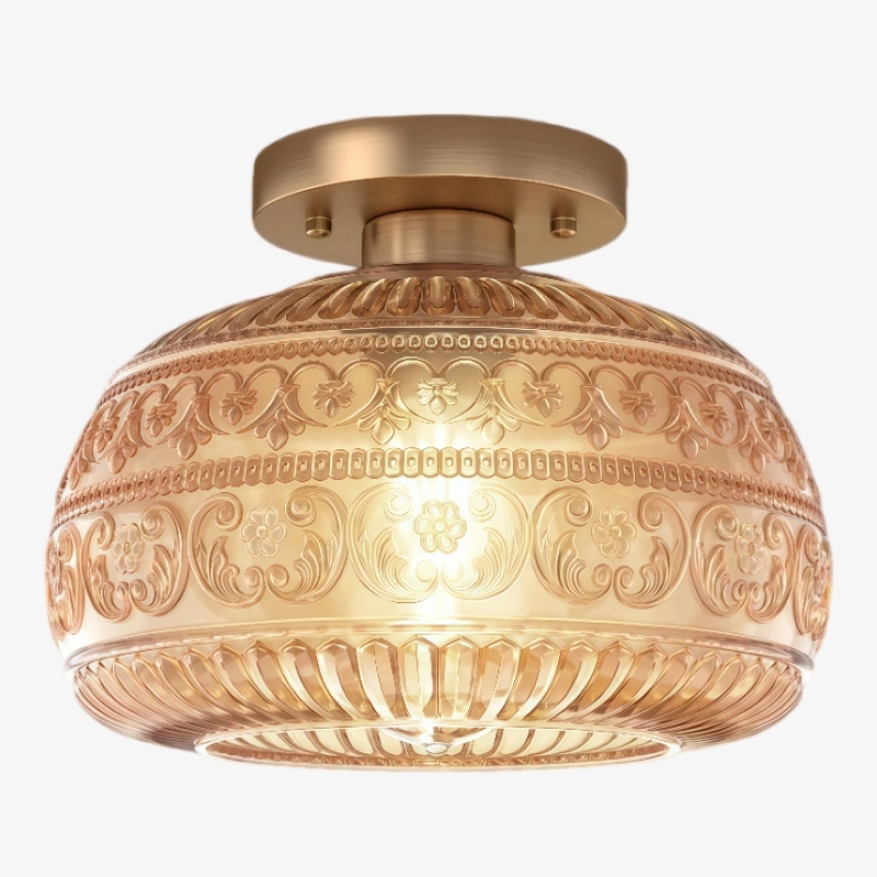 Lurex Engraved Textured Glass Flush Mount - Classic Entryway Decorative Light U21
