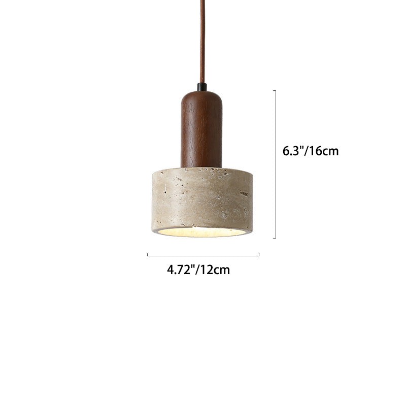 Traditional Retro Cylindrical Solid Wood Pendant Lamp M07