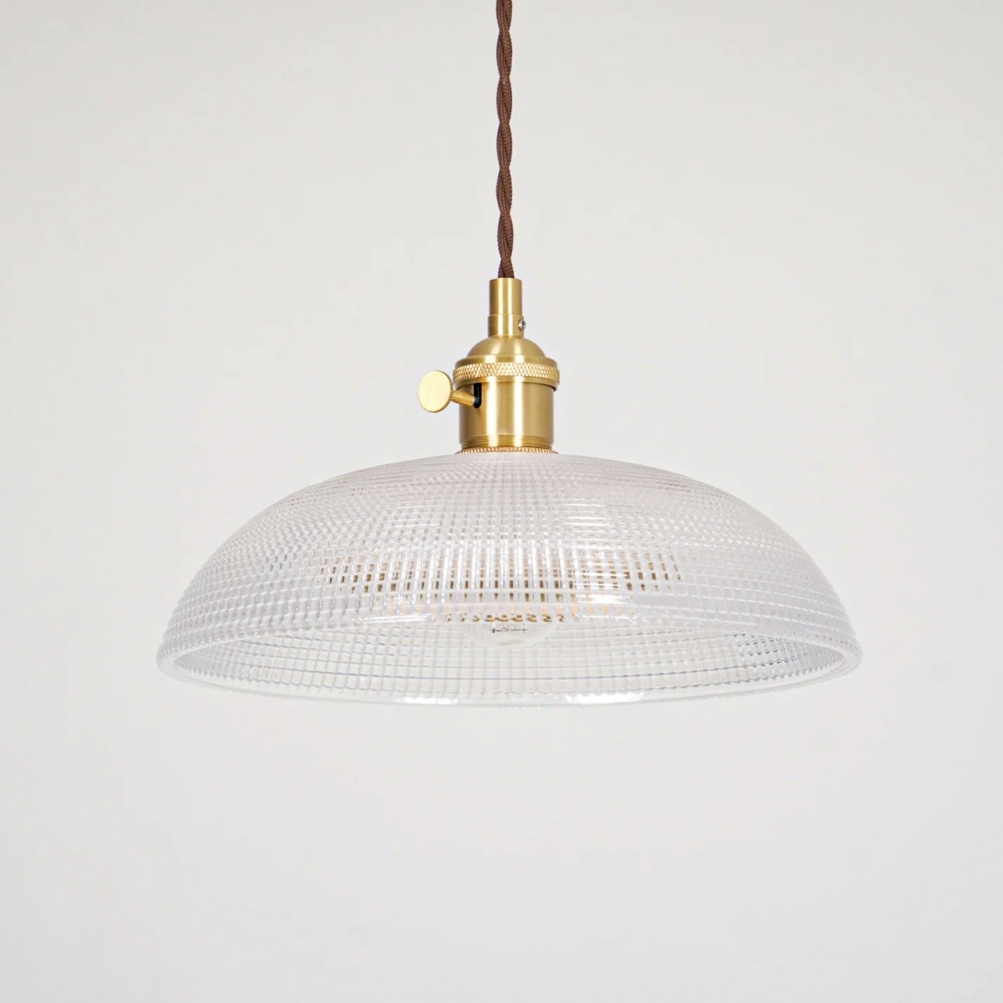 Modern Spiral Pendant Light – Textured Ribbed Glass Shade S225