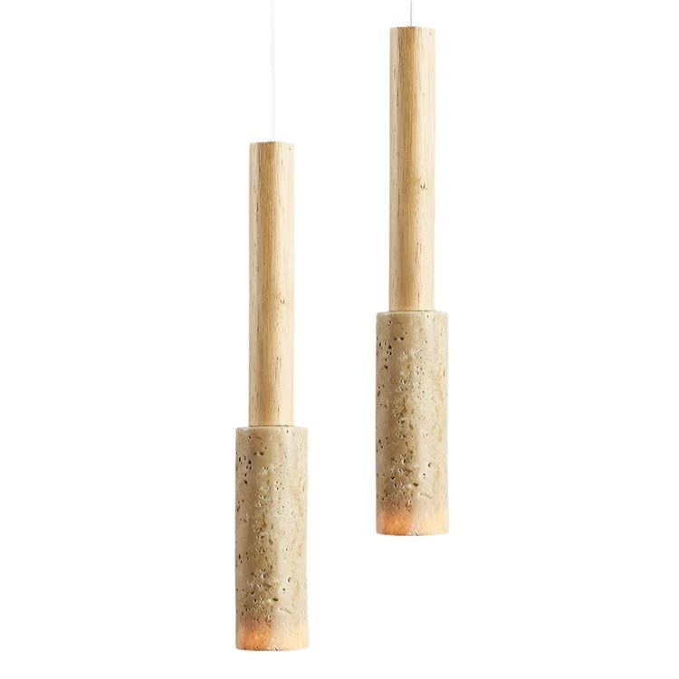 Cream Travertine Long Tube Pendant Light T2156