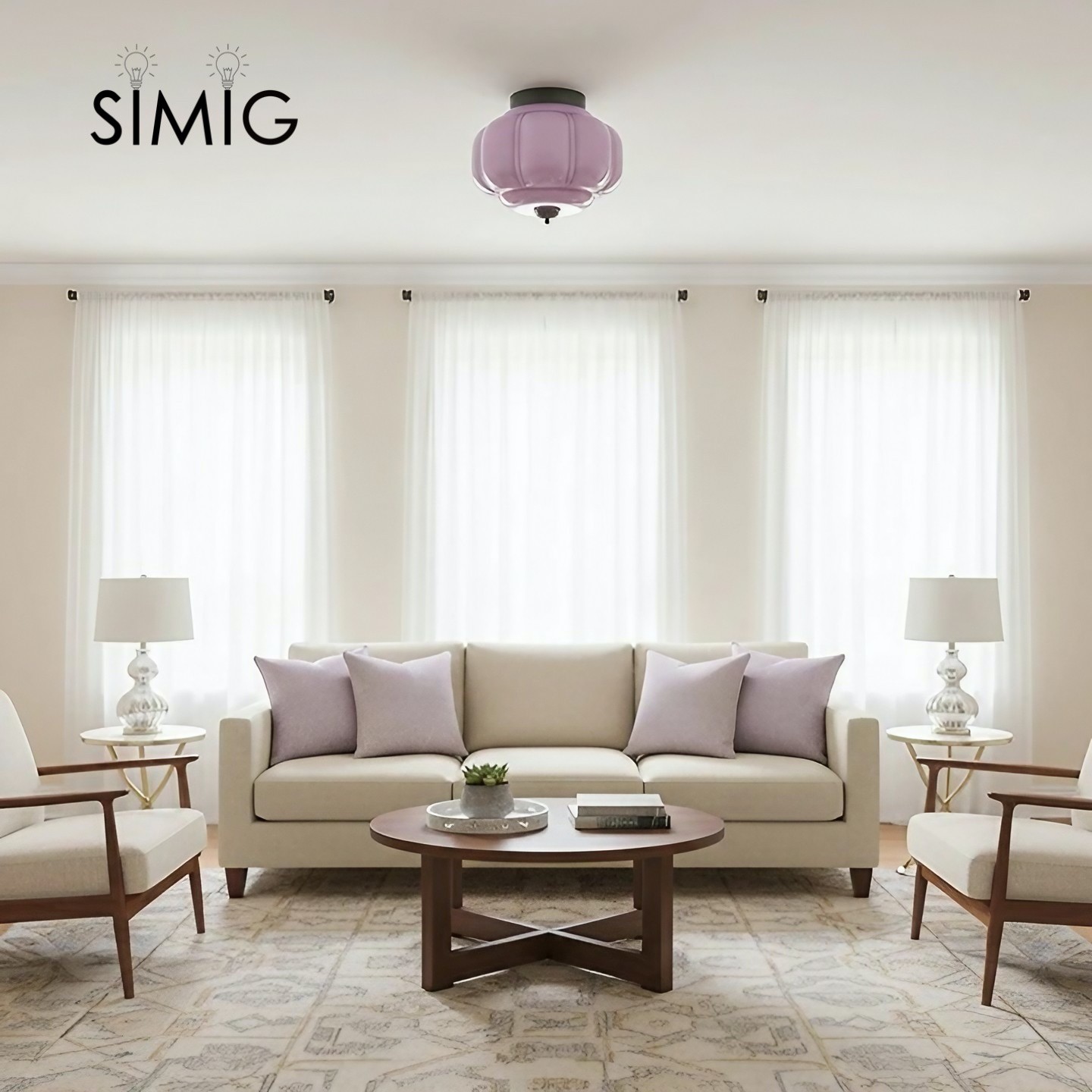 Eloise Ceiling Light - Elegant Retro Brass Ceiling Light for Living Room G55