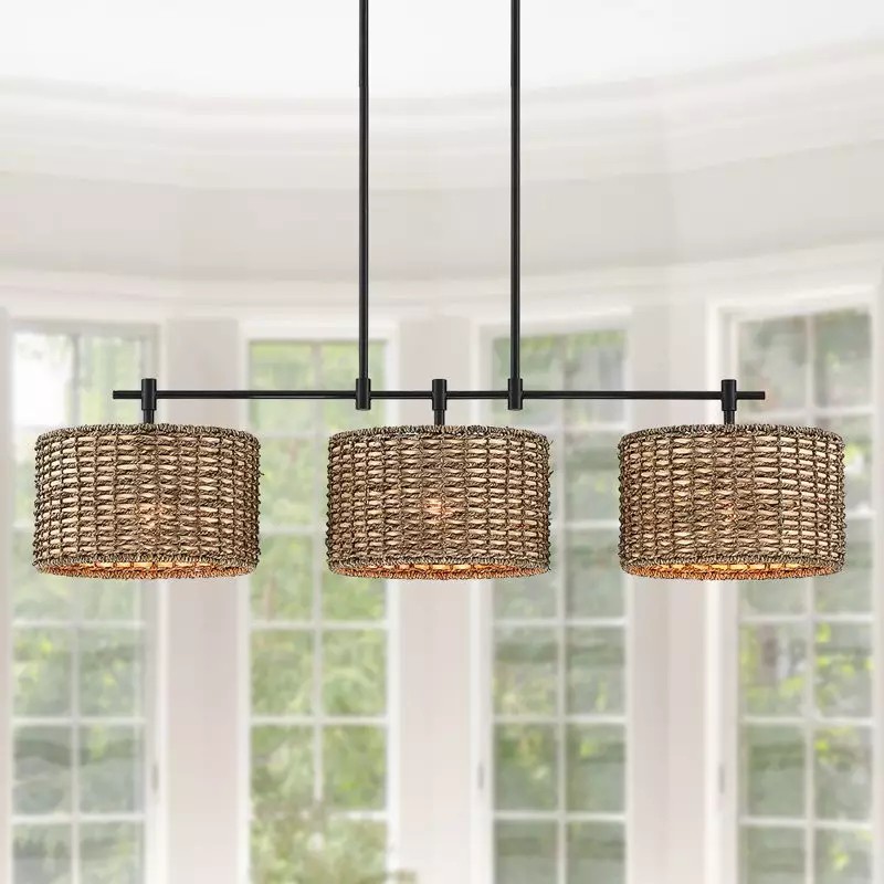 Raphael 3 Light Dimmable Drum Rattan Pendant Lamp S106