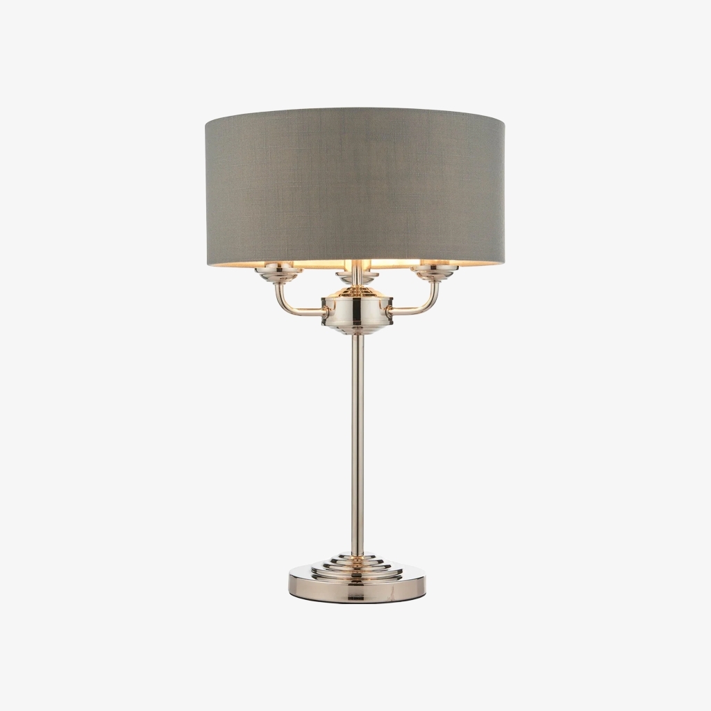 Tela 1‑Light and 3‑Light Table Lamp - Modern Linen & Metal for Bedside or Living Room T847