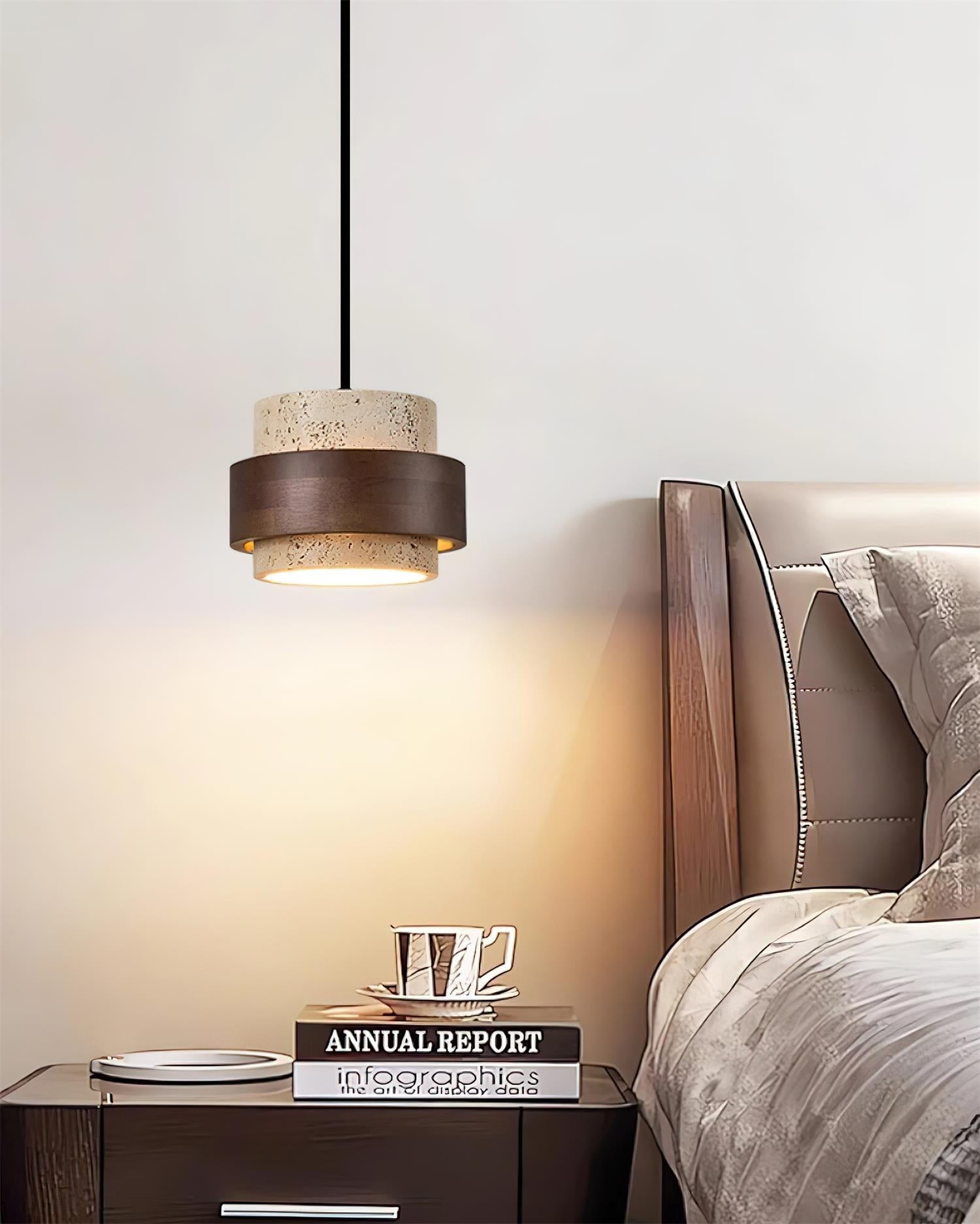 Travertine Drum Minimal Pendant - Kitchen Island Light M169