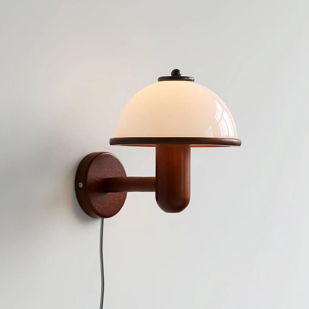 Bedside Mushroom Wood Wall Lamp S164