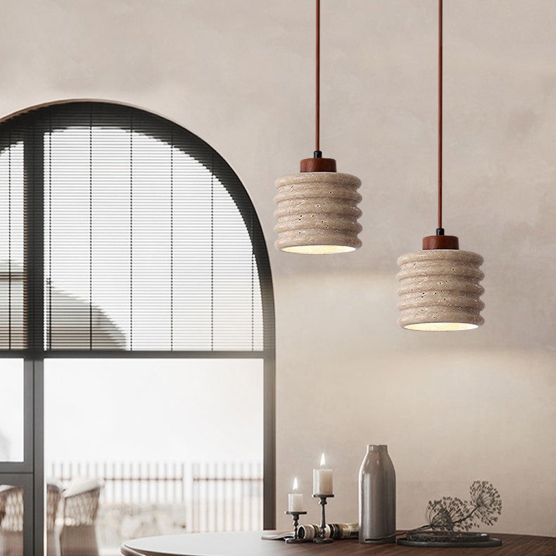Traditional Retro Cylindrical Solid Wood Pendant Lamp M07