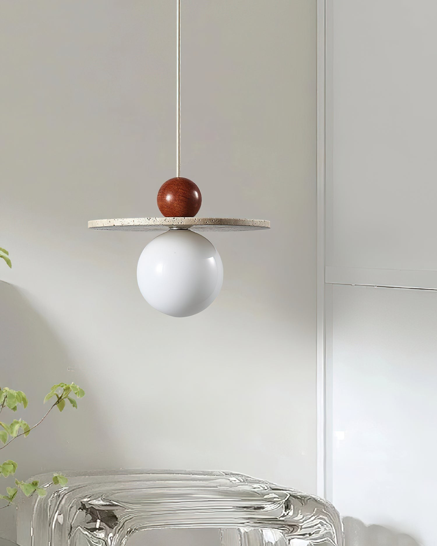 Retro Decor Cave Stone Disc Pendant Light G47