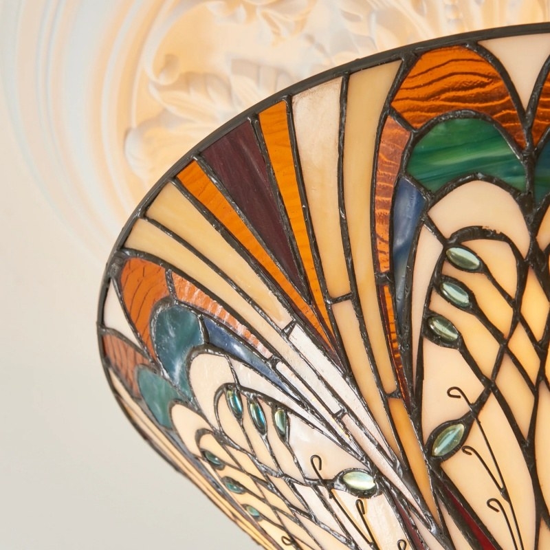 TF Hector Ceiling Light - Handcrafted Stained Glass Design Semi‑Flush or Pendant Fixture for Home T1018