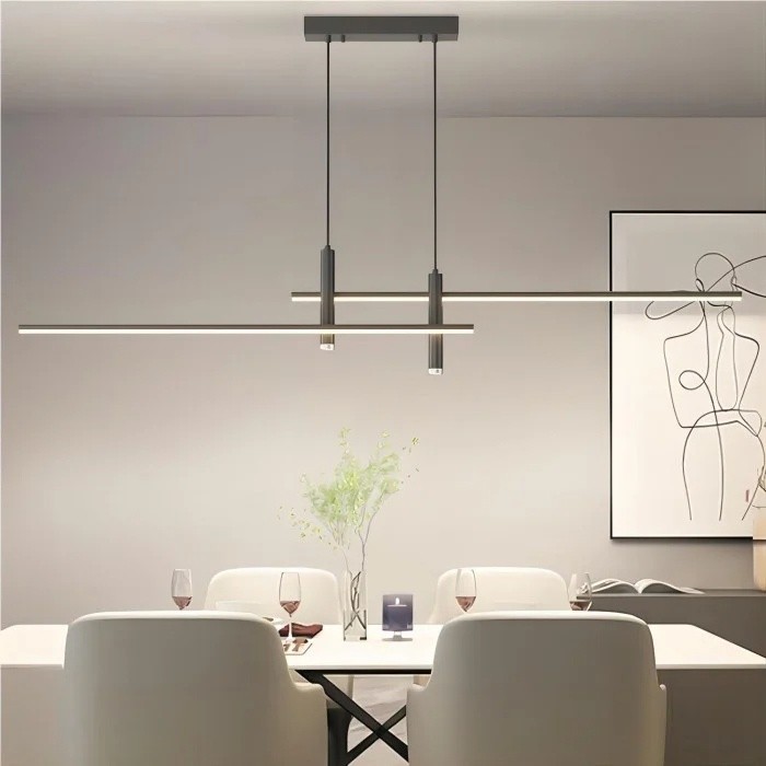 Modern Minimalist Sleek Metal Rod Chandelier M34