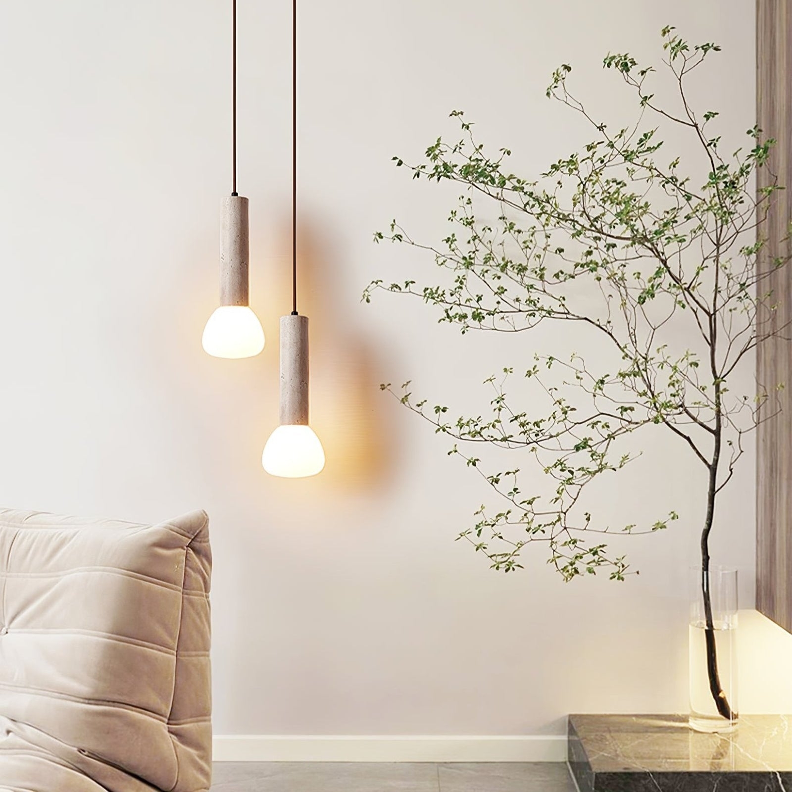 Elegant Travertine Cream Style Pendant Light T2144
