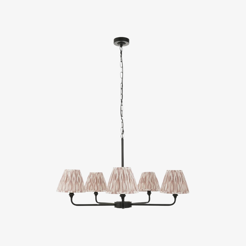 Zevatik Classic Ikat Patterned Fabric Chandelier - Metal Bracket Chandelier T922