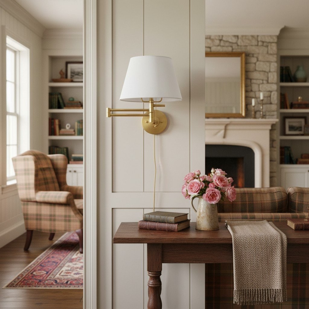 Ornato Luxe Brass Schoolhouse Sconce - Art Deco Wall Light with White Shade T404