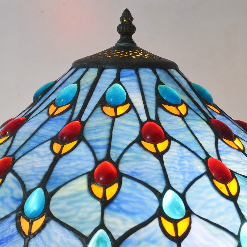 TF Tivanny Art Deco Stained Glass Table Lamp - Vintage Style for Bedroom or Living Room T2236