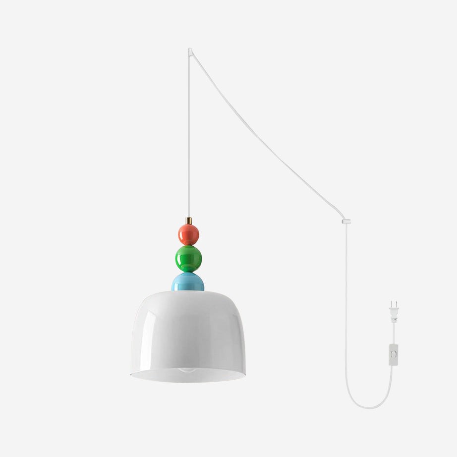 Cream Pastoral Style Glass Plug In Pendant Lamp P012