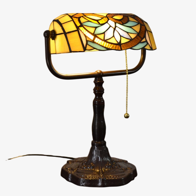 TF Tivanny Floral Stained Glass Desk Lamp - Vintage Table Light for Bedroom Study Living Room T2223