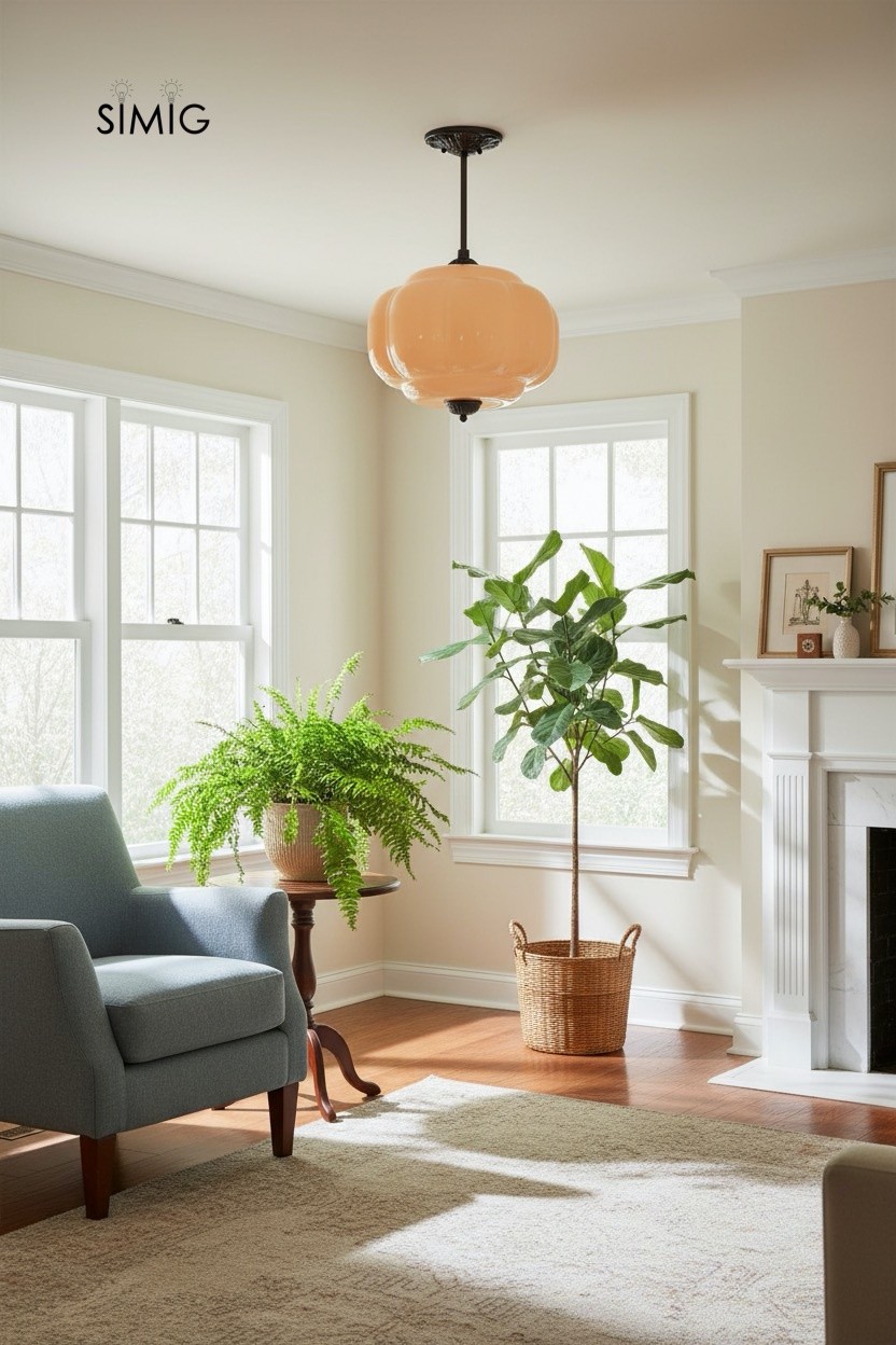 Eloise Vintage Glass Pendant Light - Elegant Design Semi-Flush Mount Light G53