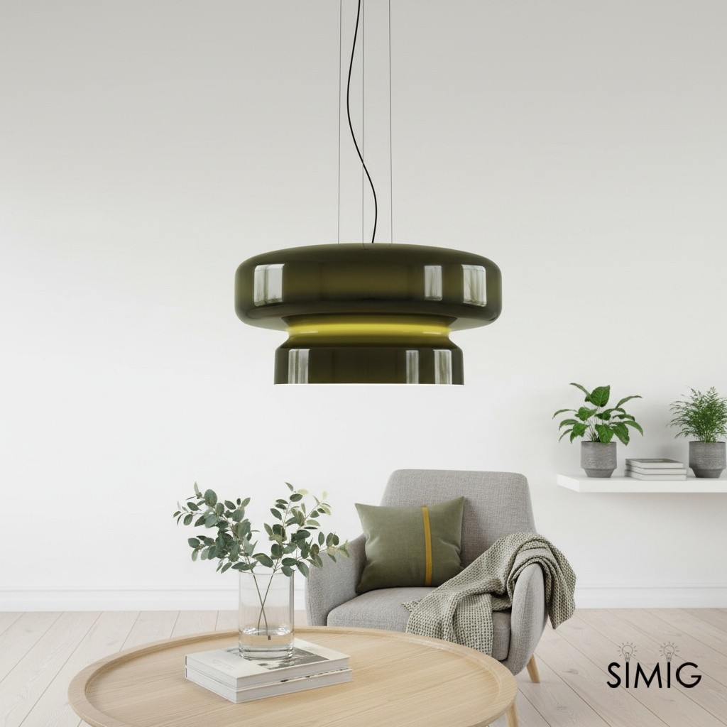 Minimalist Pendant Light - Bohemian Glass and Metal for Dining Room M388