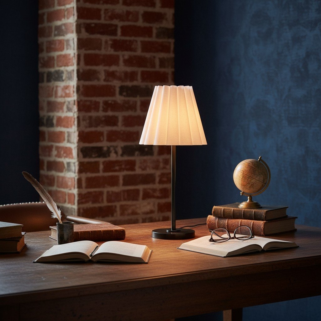 Ruffmeto Transitional Slim Table Lamp - Sculptural Shade Lighting for Living Room or Bedroom T672