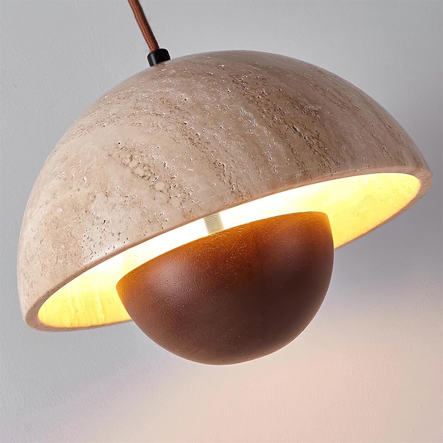 Semicircular Pendant Lamp - Modern Travertine Living Room G70
