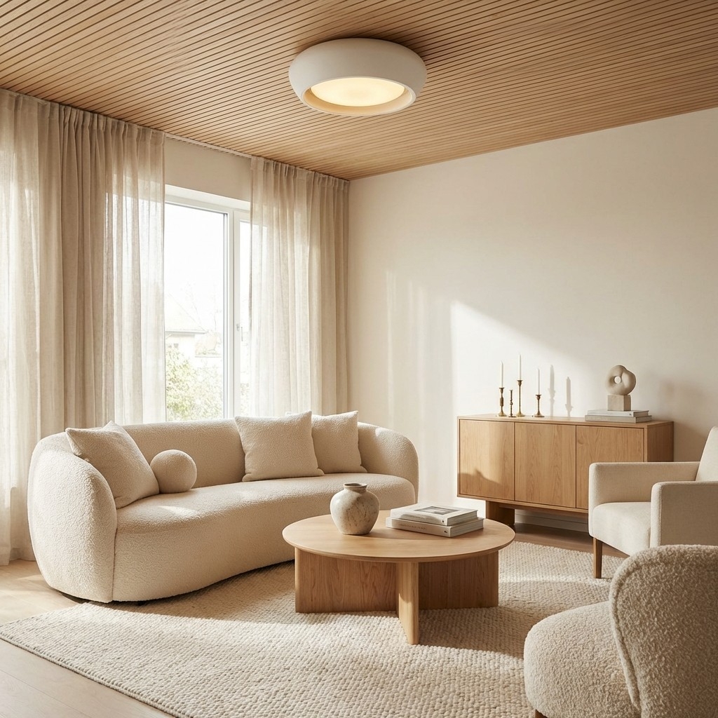 Monocem Minimalist Concrete Ceiling Fixture – Stylish Flush Mount Light for Living Room T1086