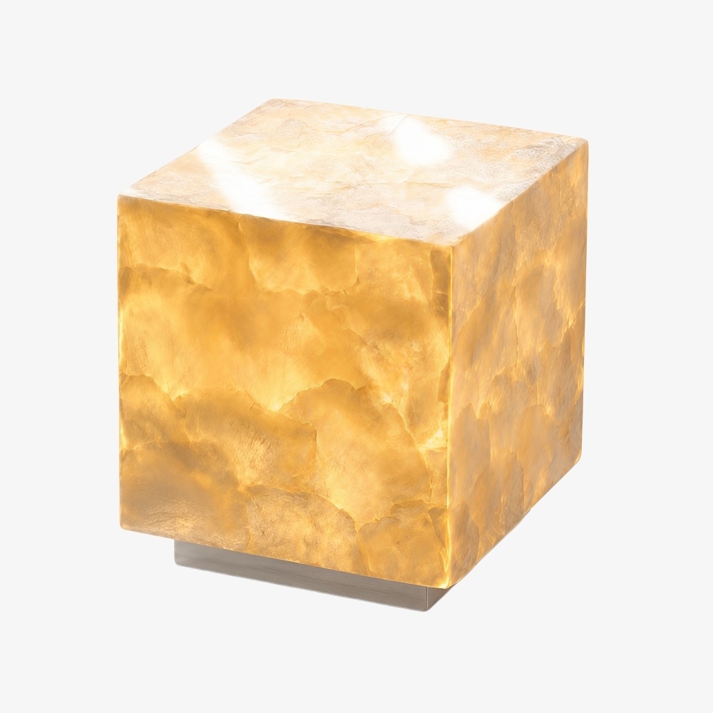 Beamira Mica and Shell Table Lamp - Modern Square Shade Accent Light for Bedroom T2196
