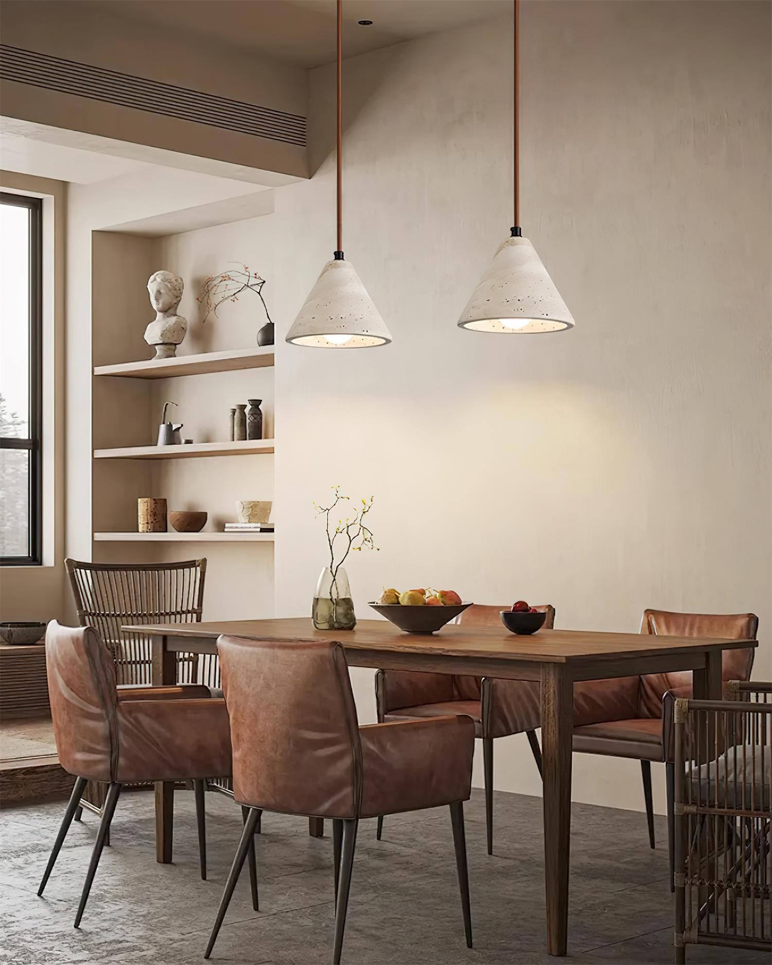 Travertine Cone Pendant Lamp - Minimalist Kitchen Island Light M160