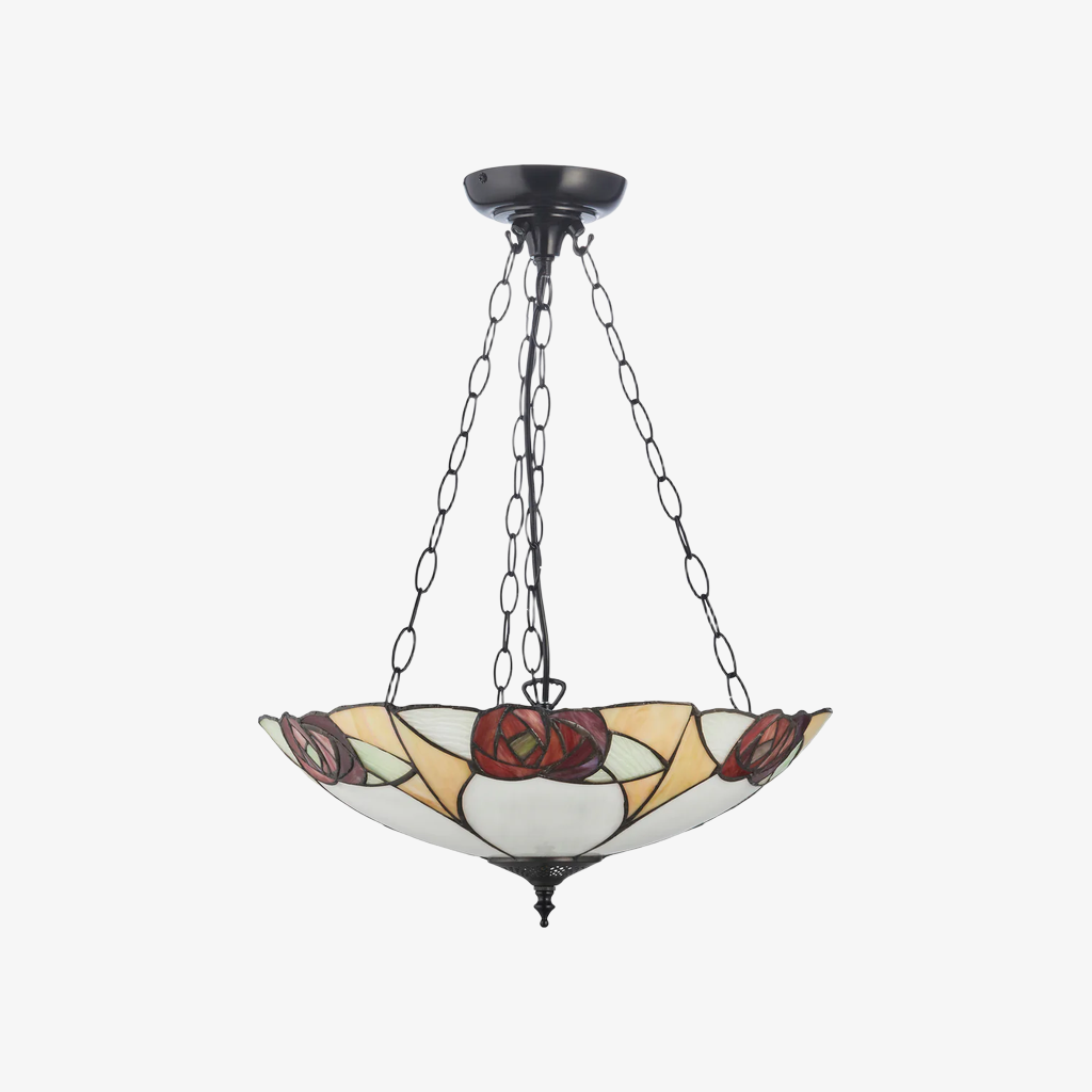 TF Ingram Handcrafted Stained Glass Ceiling Lamp - Vintage Art Deco Tiffany Light for Dining Room T1020