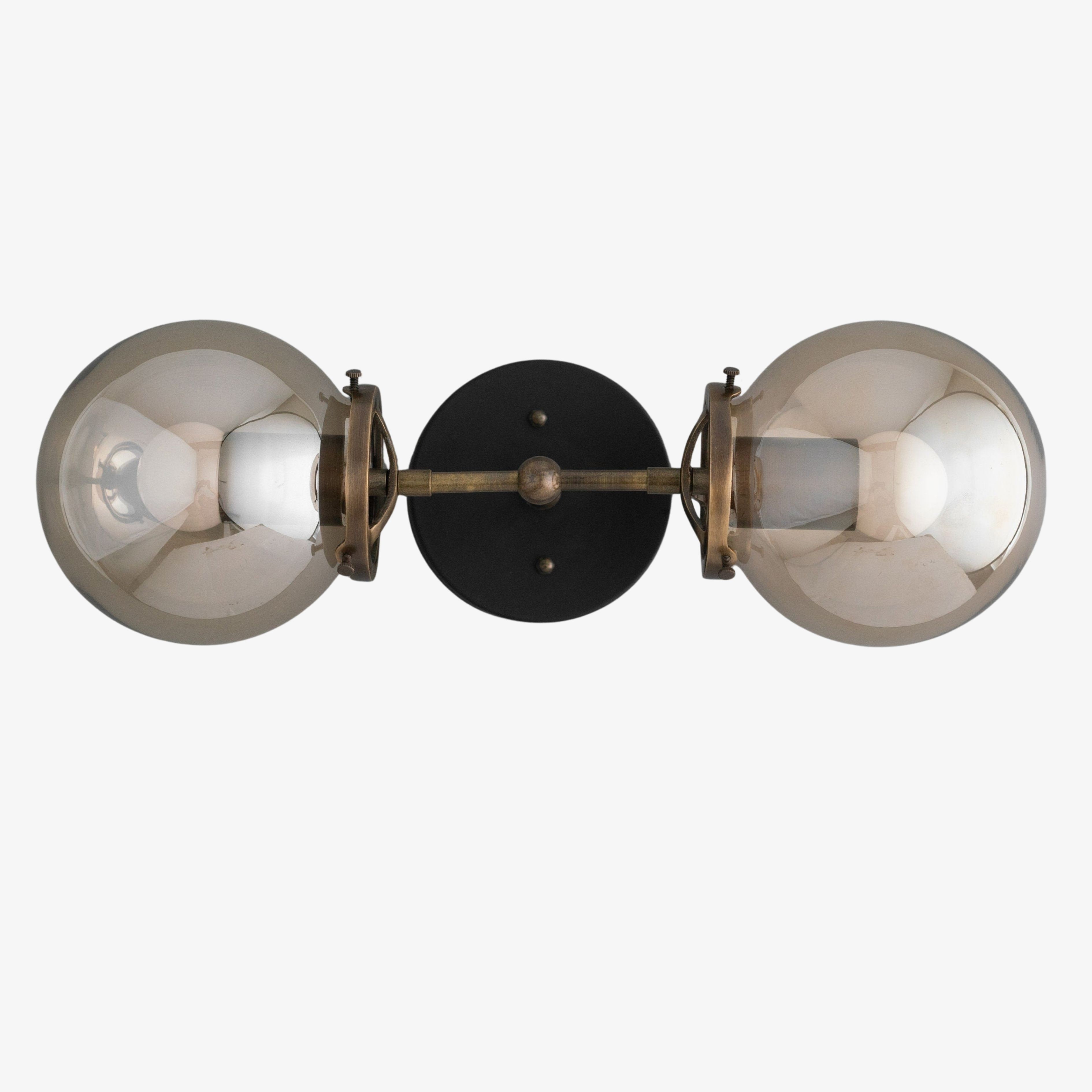 Lumio Globe Double Globe Vanity Wall Light - Rustic Farmhouse Bathroom Wall Fixture T336