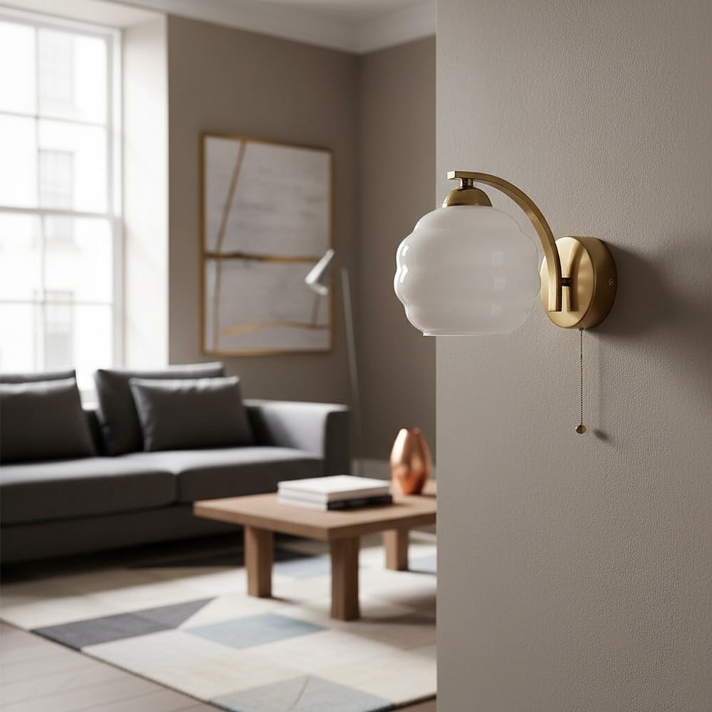 Curvona Bauhaus Milk Glass Wall Sconce - Minimalist Decor Upgrade T461