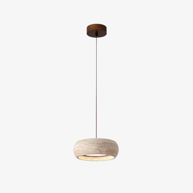 Travertine Donut Pendant Light – Minimalist Stone Lamp for Dining Room S410