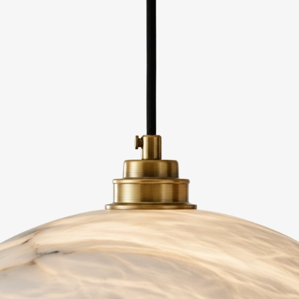 Alariv Elegant  Alabaster Dome Pendant Light - Modern Stone Lighting for Dining or Living T1160