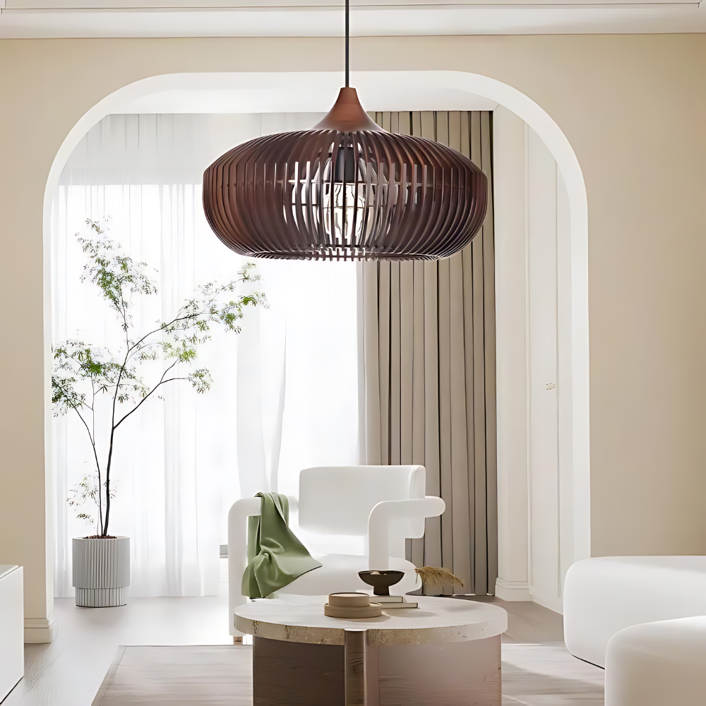 The Halo of Zen Japandi Wood Pendant Light T2061