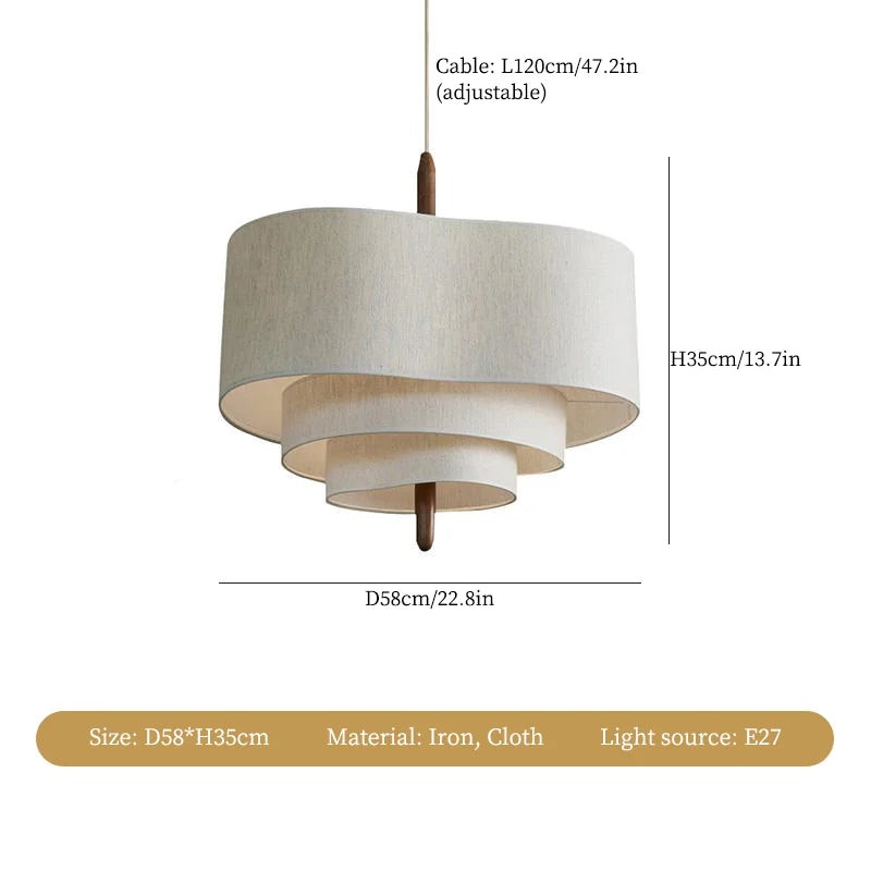 Lustrous Fabric Pendant - Nordic Retro Ceiling Light for Living Room M46