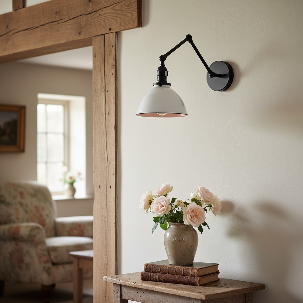Conique Metal Vintage Industrial Swing Arm Wall Lamp - Adjustable Dome Shade for Study T313