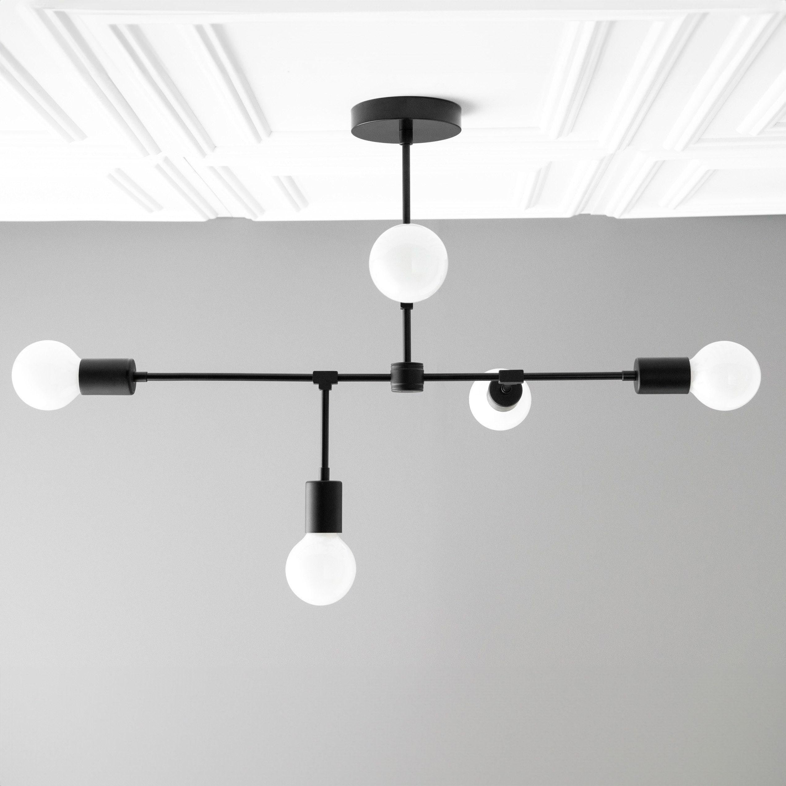 Mobilux Line 5 Light Chandelier - Modern Ceiling Hanging Lamp for Dining Room T355