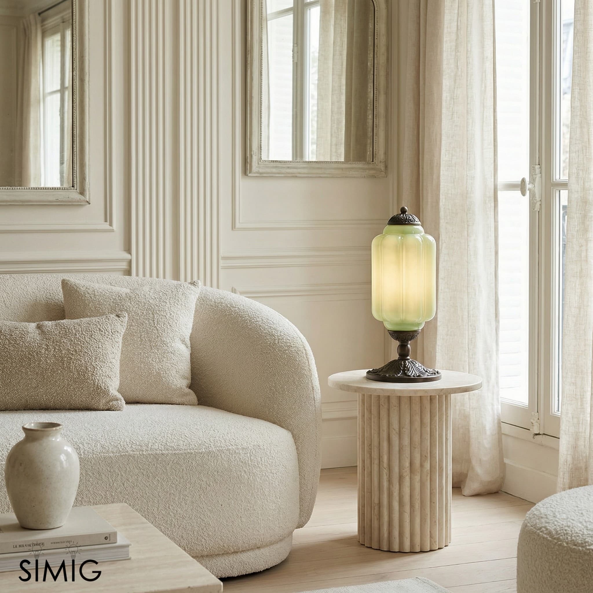 Eloise Grooved Glass Table Lamp - Retro Lighting for Bedroom T288