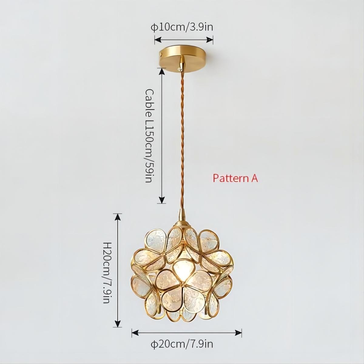 Nordic Brass Flower Petal Glass Pendant Light S10