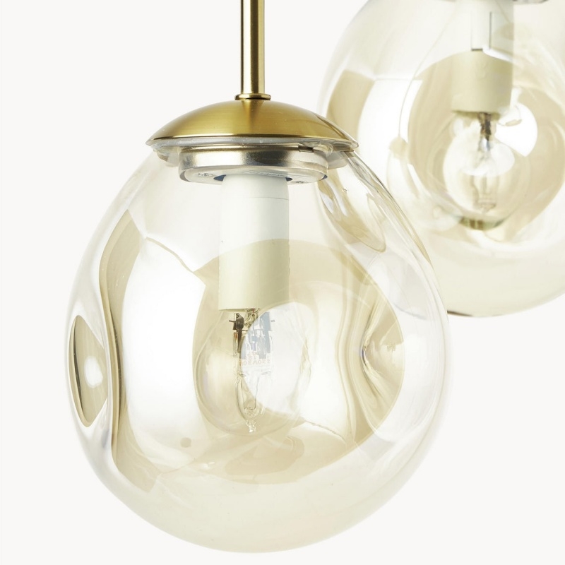 Glissora Hanging Light - Sculptural Cluster Design Tinted Glass and Metal for Entryway T797