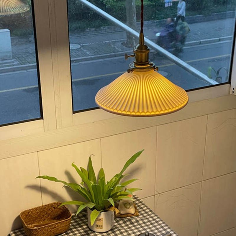 Modern Pleated Ceramic Pendant Light S160