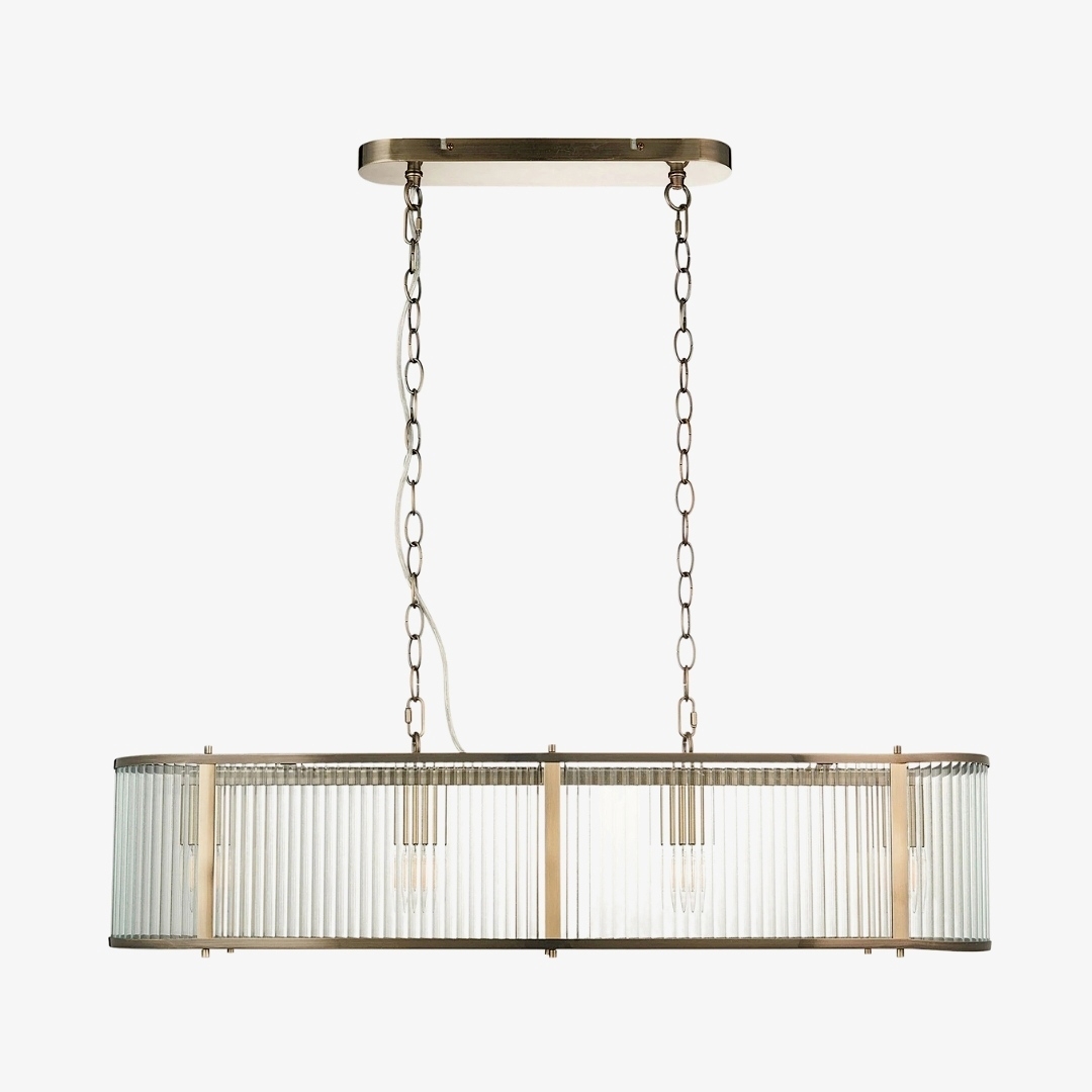 RibGlow Ribbed Glass Pendant Light - Antique Style Pendant Light for Dining Room T848