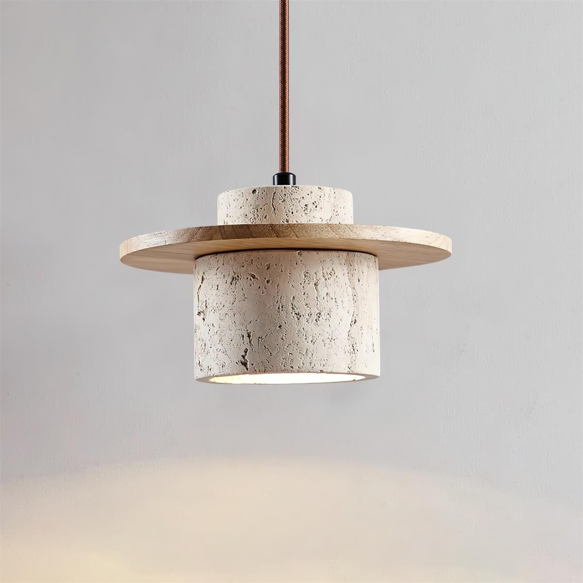 Elegant Textured Cylindra Stone Pendant Lamp G11