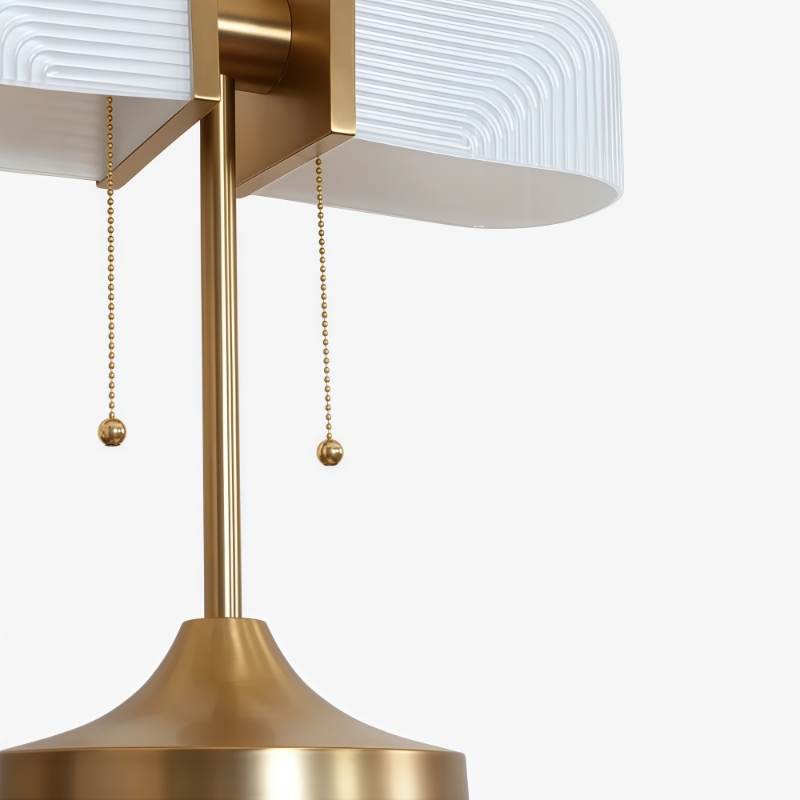 Aurebron Fluted Glass Table Lamp - Modern Decorative Metal Base Table Lamp for Living Room T1148