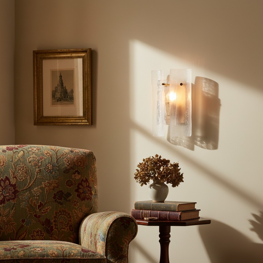 Velora Sculpted Textured Glass Wall Light - Luxe Style for Entryway T1185