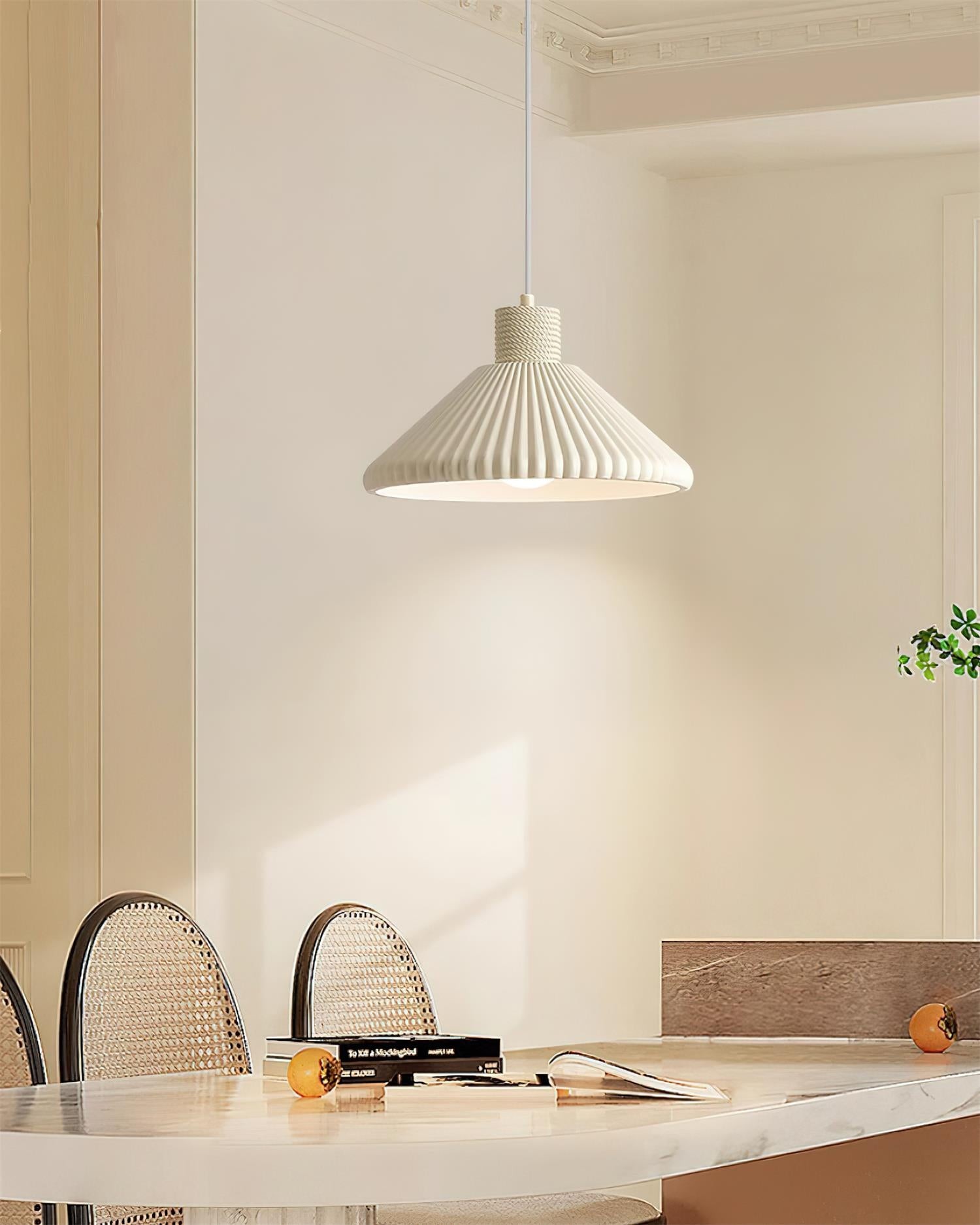 Cream Style Cone Striped Pendant Lamp M229