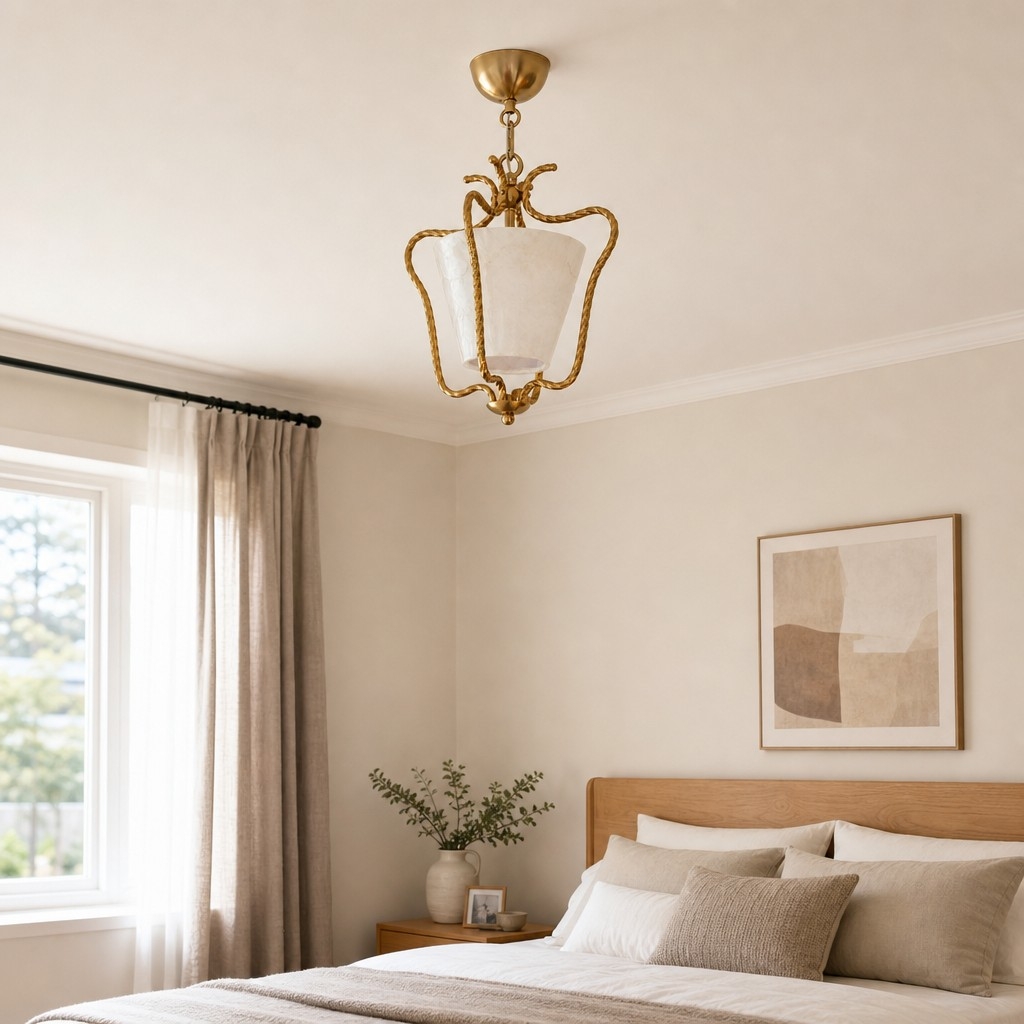 Lunavera Mid-Century Capiz Shell Drum Ceiling Light for Balcony and Hallway T2198
