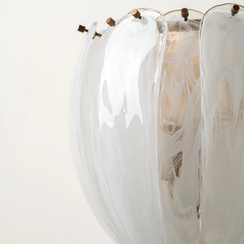 Velora Curved Alabaster Style Glass Wall Lamp - Elegant Sconce for Entryway T1186