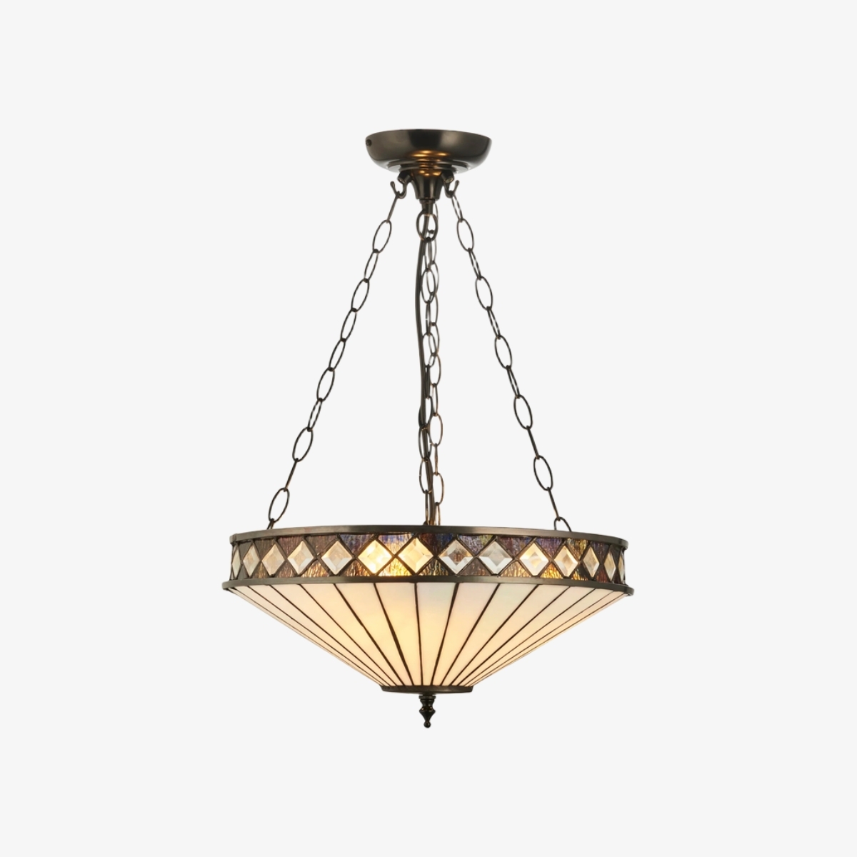 TF Fargo Adjustable Pendant with Stained Glass Inspired Inverted Shade for Island and Dining T981