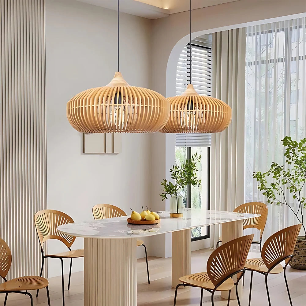 The Halo of Zen Japandi Wood Pendant Light T2061